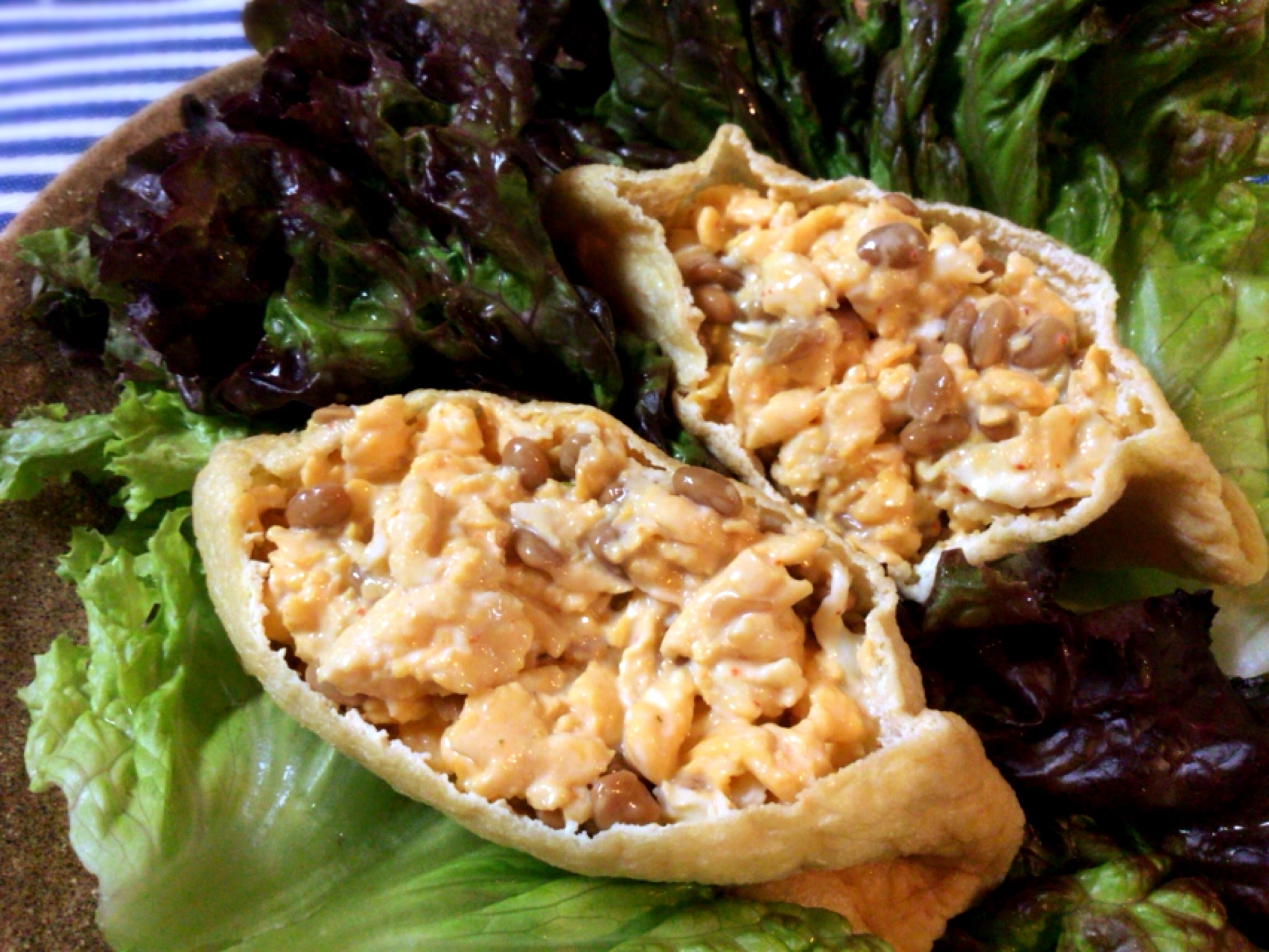 全てがサプライズ たまご納豆の油揚げレタスサンド 糖質3 5g 旨ブロ 美味しい低糖質 ダイエットレシピサイト