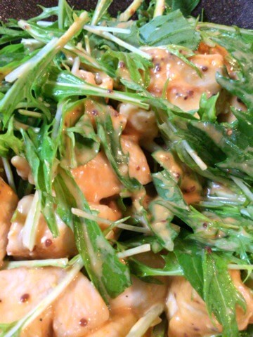 激プリむね肉オーロラマスタード水菜サラダ(糖質6.3g)