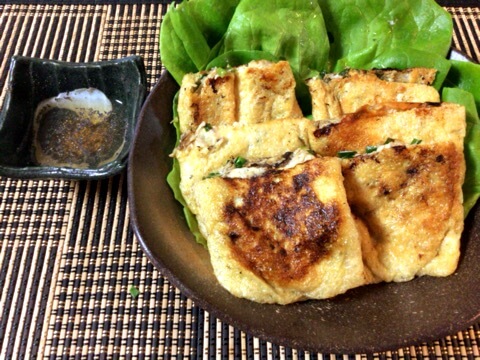 チーズサバ缶の濃厚油揚げニラ餃子(糖質5.2g)