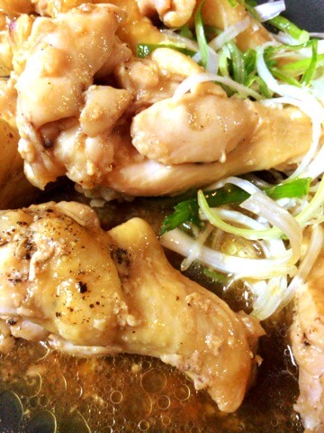 手羽元白髪葱の濃厚オイスターバター蒸し