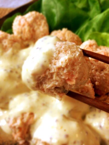 鮭ささみの柔らかタルタルサラダ風団子