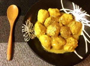 ささみ生姜の濃厚味噌カレー豆乳団子