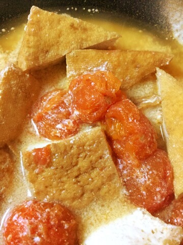 甘味溢れる厚揚げ豆乳トマトおでん