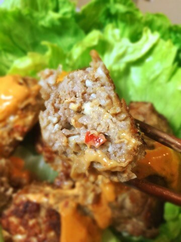 マヨ醤油豆板醤の一口納豆エノキバーグ