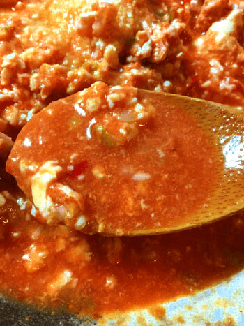 トマト豆腐の濃厚担々麺風卵チキンスープ
