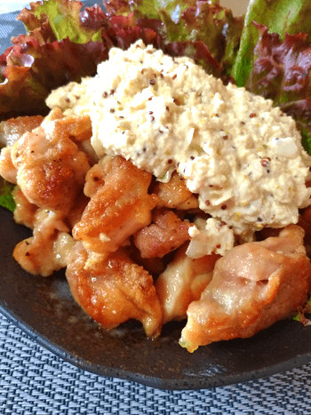 から揚げ鶏と絶品豆腐味噌マスタードタルタル