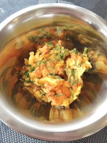 梅鮭大葉チーズのオーブンおつまみ茹で玉焼き