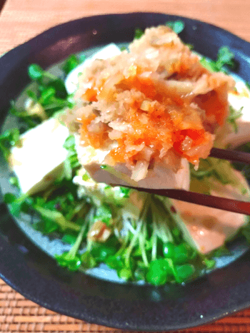 おろし搾菜ポン酢の激盛り水切り豆腐サラダ