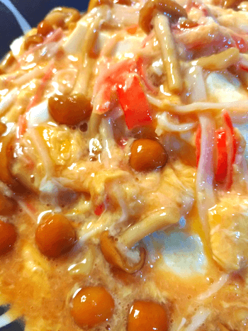 国際カニカマDAY。白だしケチャップの濃厚餡かけ蟹豆腐(糖質7.8g)