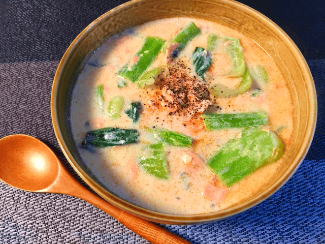 小麦粉・片栗粉不要。鮭青梗菜の濃厚豆乳クリームチーズ煮(糖質6.2g)